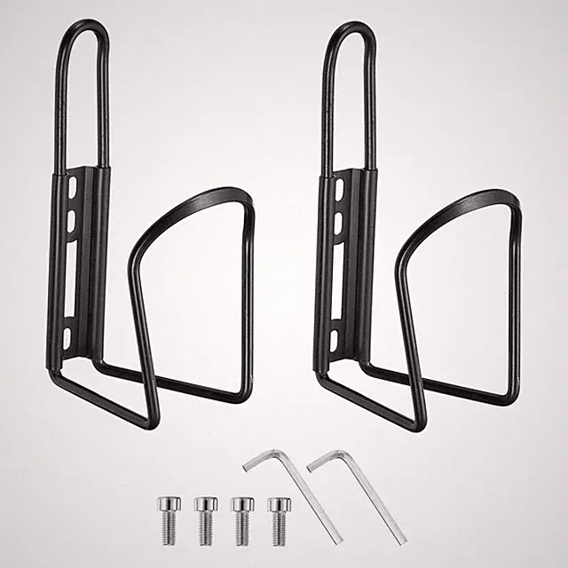 2pcs Bike Water Bottle Cage Ultralight Aluminum Holder with Hardware Black