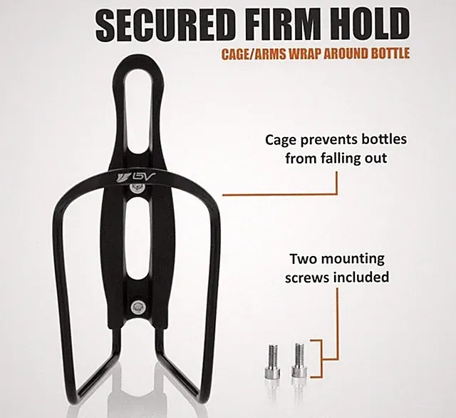 Bicycle Water Bottle Cage, Alloy Lightweight, Black - Quantity - 1