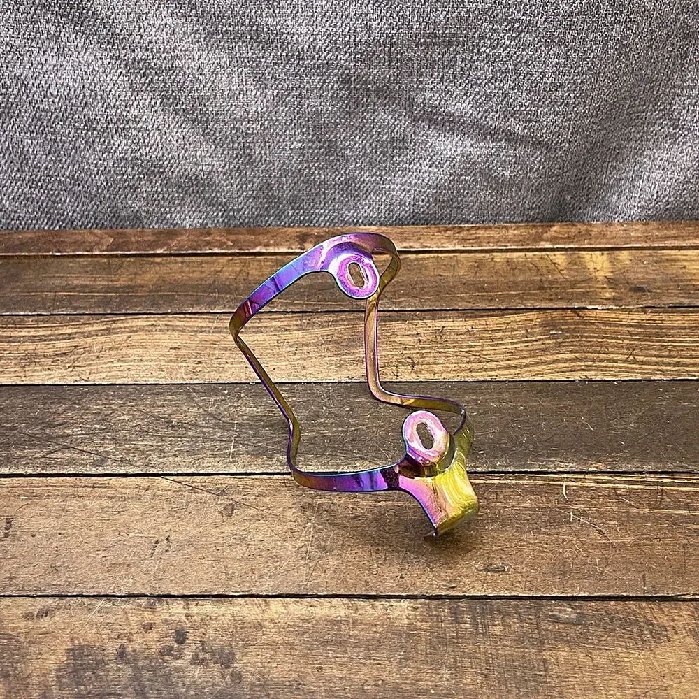 Oil Slick Water Bottle Cage Metal Bicycle Rainbow Lightweight 20g Bike Holder