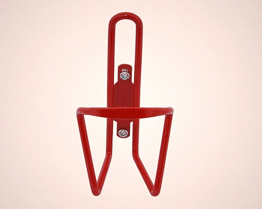 Red Alloy Cage Water Bottle Holder Rack W/ BOLT Beach Cruiser, Mountain Bike.